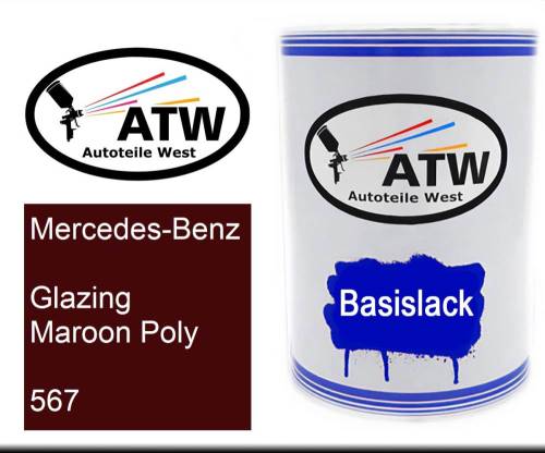 Mercedes-Benz, Glazing Maroon Poly, 567: 500ml Lackdose, von ATW Autoteile West.